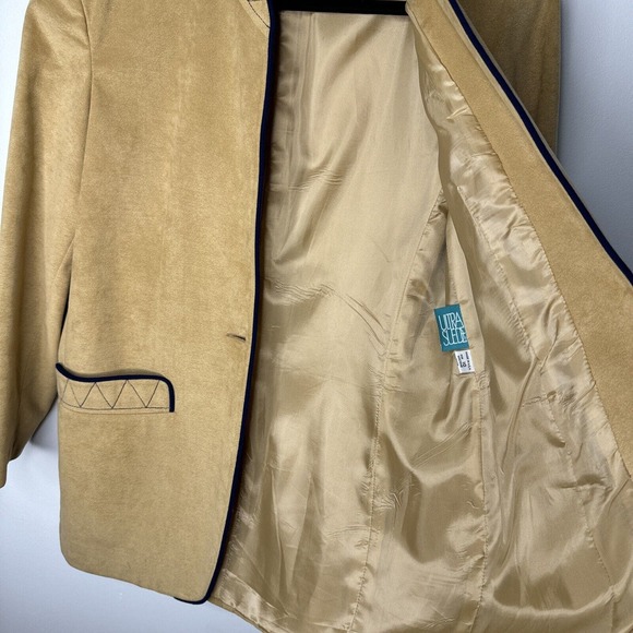 VTG Samuel Robert By Peter Hatsi Androu Ultra Suede Blazer Pockets USA 10 - Picture 7 of 11